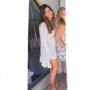 LOGO Slub Open Cardigan with Ruffle Hem Sleeves